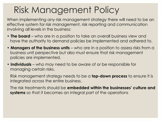 Risk Management Policy Risk Index Risk assessment | PPTX