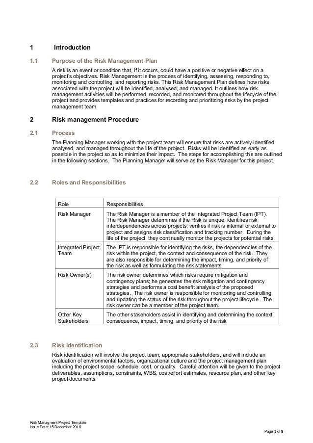 risk management plan case study