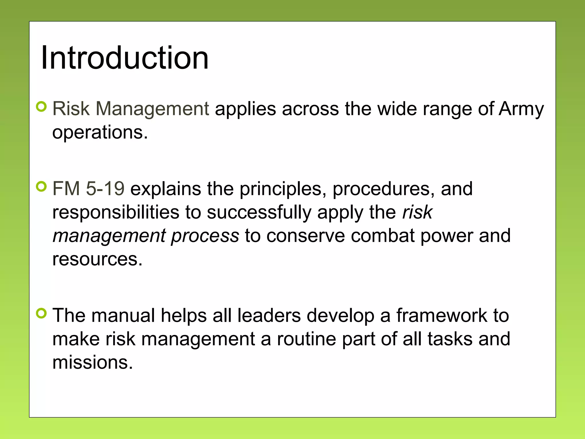Military + Civilian Best Practices: Risk Management ver 1.1 | PPT