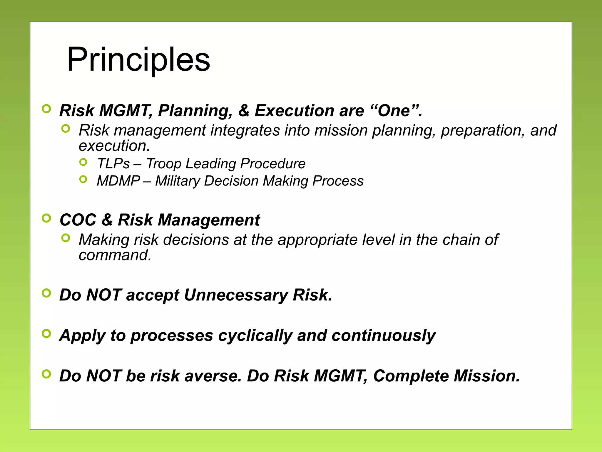 Military + Civilian Best Practices: Risk Management ver 1.1 | PPT