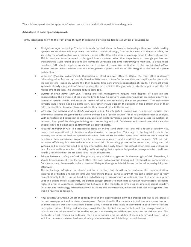 Front office trading system