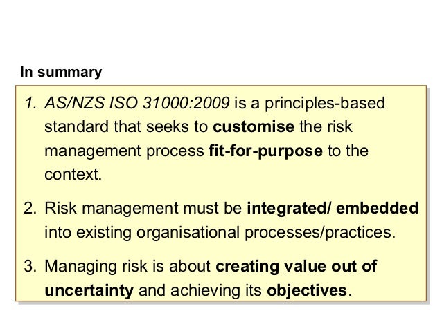 Draft Iso 31000 Risk Management Standard Draft Iso 31000 Risk Management Standard
