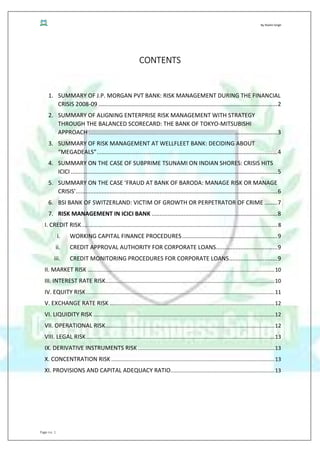 Risk management in banks summary | PDF