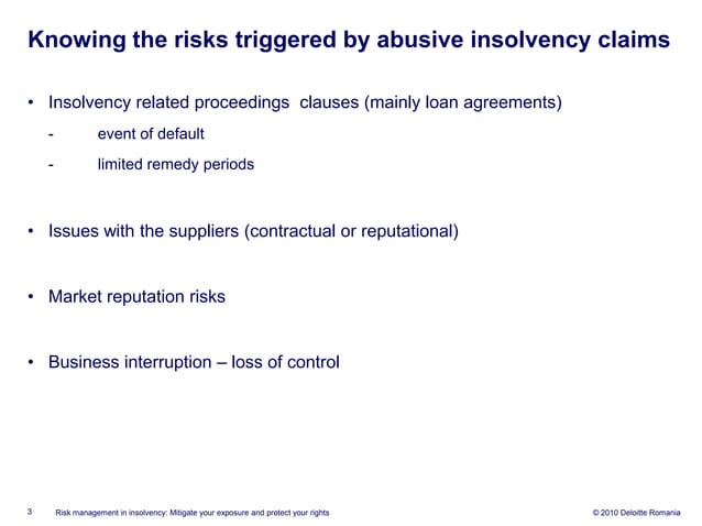 Risk Management In Insolvency | PPT