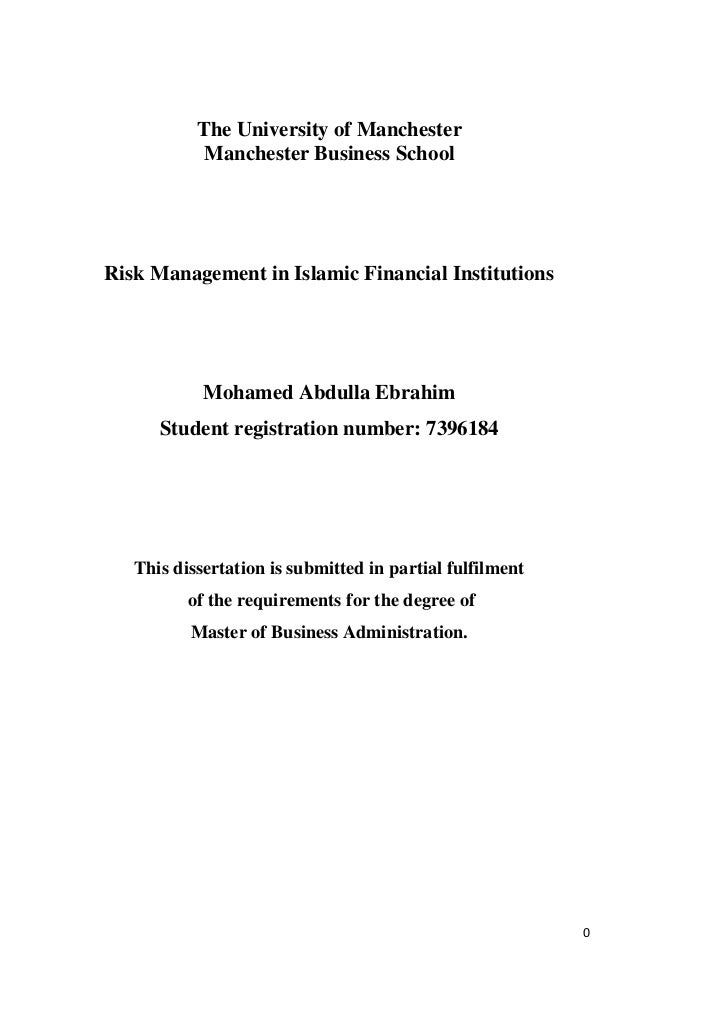 Dissertation on risk management in islamic banking