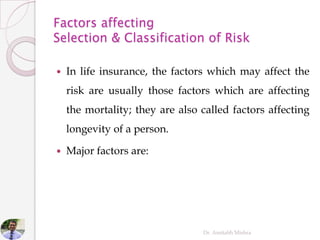 Life Insurance Risks Risk management in Life Insurance by Dr. Amitabh Mishra | PDF