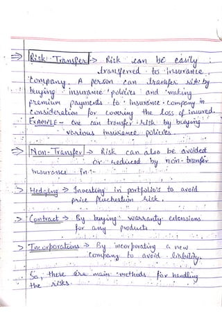 Risk management and insurance | B.COM SEM-6TH | Hand written Notes | by Ritish bedi #RVIRGO