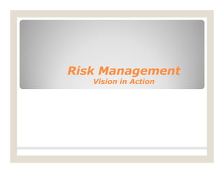 Risk Management
   Vision in Action
 