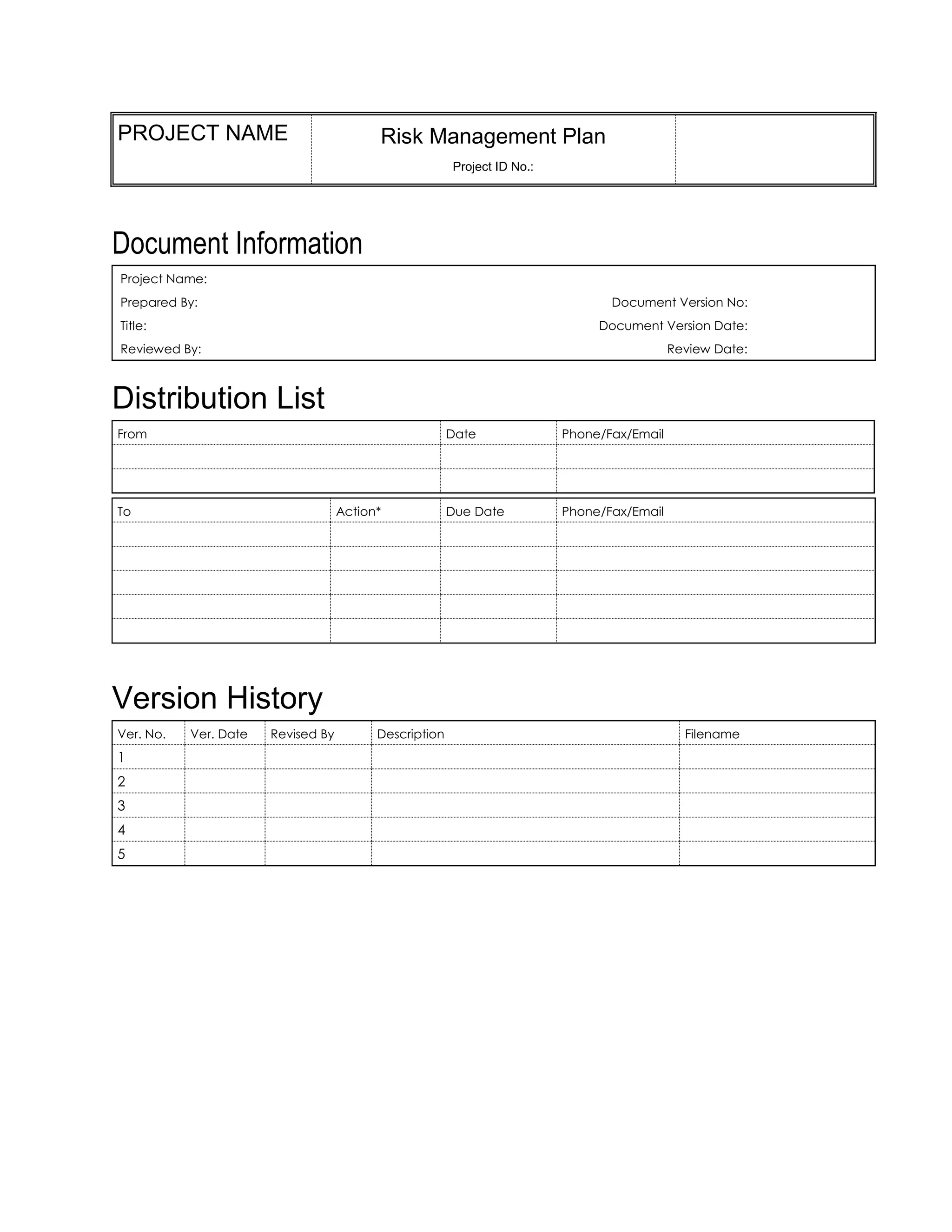 Risk management plan template doc | PDF