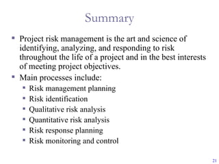 Project Risk Management Summary Slides Risk Management | PPT