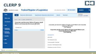 14experience. new thinking
CLERP 9
Source: www.legislation.gov.au
 