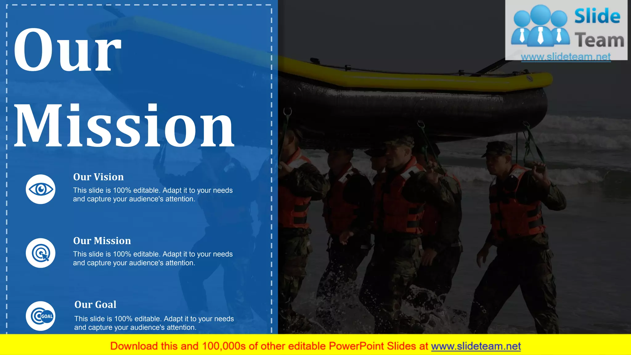 Our
Mission
Our Vision
This slide is 100% editable. Adapt it to your needs
and capture your audience's attention.
Our Mission
This slide is 100% editable. Adapt it to your needs
and capture your audience's attention.
Our Goal
This slide is 100% editable. Adapt it to your needs
and capture your audience's attention.
www.company name 39
 
