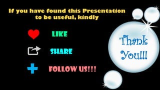 Thank
You!!!
If you have found this Presentation
to be useful, kindly
Like
Share
Follow us!!!
+
 