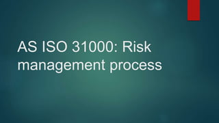 AS ISO 31000: Risk
management process
 