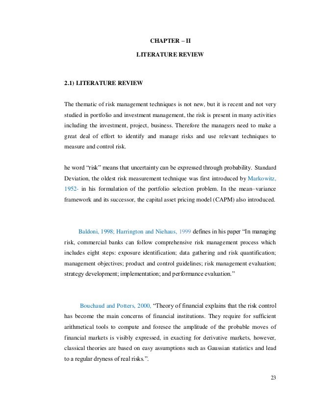 Portfolio management services literature review