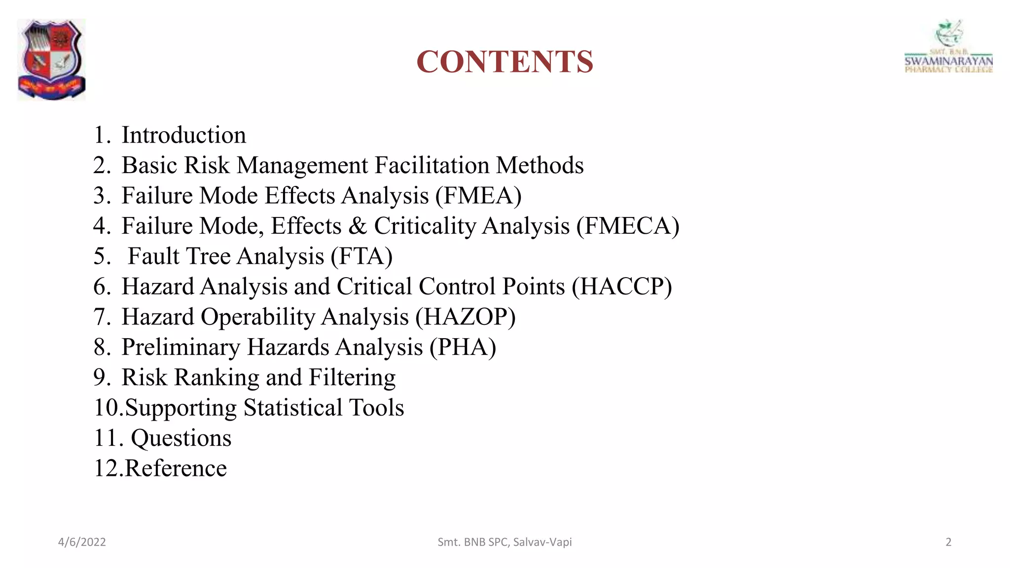Risk management tools | PPTX