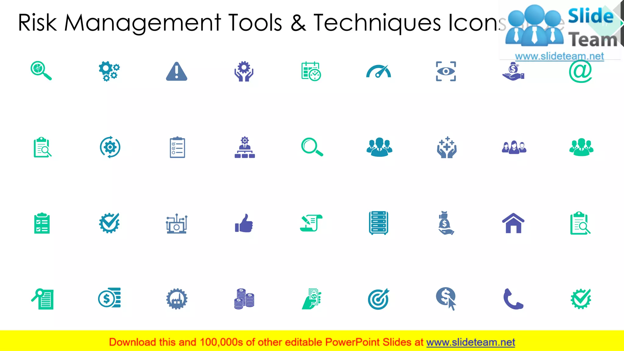 Risk Management Tools & Techniques Icons Slide 17
This slide is 100% editable. Adapt it to your needs and capture your audience's attention.
 
