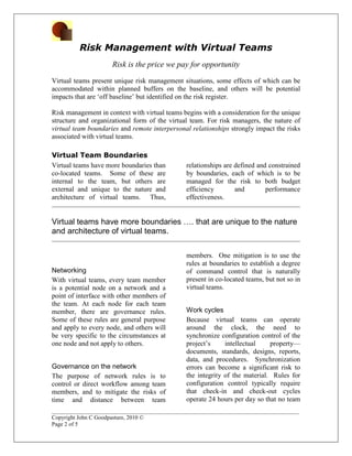 Risk management with virtual teams | PDF