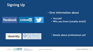 Signing Up
• Give information about
• Yourself
• Who you know [usually email]
• Details about professional self
11MATTHEW KATZ, M.D. http://bit.ly/MSKSlideshare
 