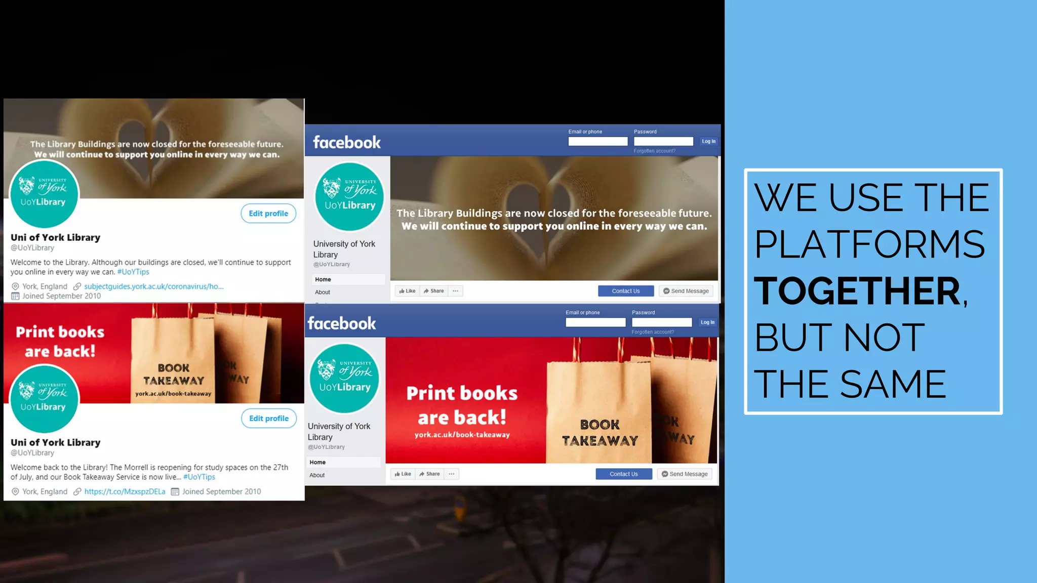 WE USE THE
PLATFORMS
TOGETHER,
BUT NOT
THE SAME
 