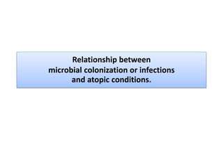 Relationship between
microbial colonization or infections
and atopic conditions.
 