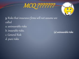 Non Insurable Risk Examples Risks & its types | PPTX