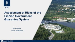 JSBE
Assessment of Risks of the
Finnish Government
Guarantee System
Juha Junttila
Juhani Raatikainen
30.1.20201
 