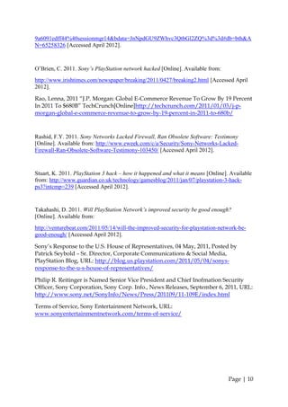 (Sony) Risk assignment final high profile security breach of Sony’s ...