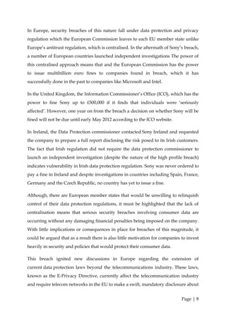 (Sony) Risk assignment final high profile security breach of Sony’s ...