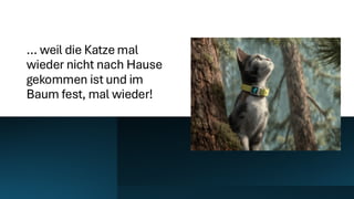 … weil die Katze mal
wieder nicht nach Hause
gekommen ist und im
Baum fest, mal wieder!
 