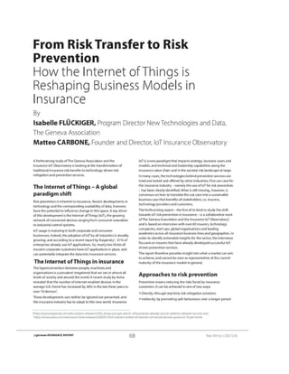 From Risk Transfer to Risk Prevention - How the Internet of Things is Reshaping Business Models in Insurance 