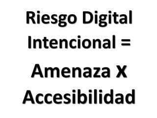 Riesgo Digital  Intencional = Amenaza x Accesibilidad