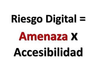 Riesgo Digital = Amenaza x AccesibilidadAmenaza 