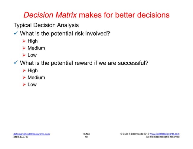 Risk vs. reward decision matrix | PDF | Business Accounting & Finance ...