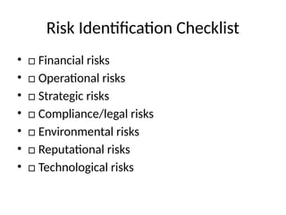 Risk Workshop activity for Risk Management | PPTX