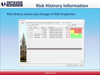 Risk Histrory Information
Risk History shows any changes in Risk Properties
Intaver Institute
 