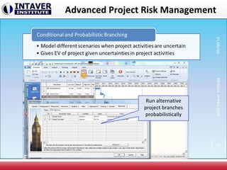 Advanced Project Risk Management
Run alternative
project branches
probabilistically
37
2012IntaverInstitute05/06/14
 