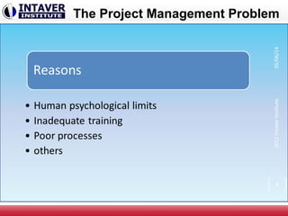 The Project Management Problem
2012IntaverInstitute05/06/14
4
 