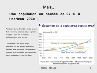Mais… Une population en hausse de 27 % à l'horizon 2030 : Population jeune, fécondité élevée proche de la moyenne nationale, bilan migratoire favorable : tous les indicateurs démographiques sont au vert. Contrairement aux autres Pays auvergnats où les jeunes générations devraient être déficitaires, l'augmentation générale de la population s'accompagnera d'une progression à tous les âges. 