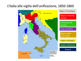 L’Italia alla vigilia dell’unificazione, 1850-1860
                                       Regno di Sardegna

             ...