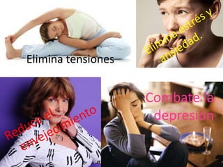 Elimina tensiones
Combate la
depresión