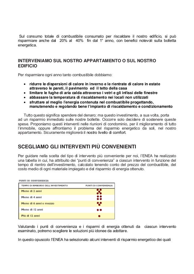 Risparmio energetico casa guida e consigli dallenea Tabella risparmio energetico