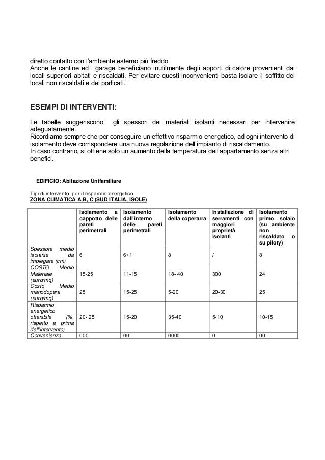 Risparmio energetico casa guida e consigli dallenea Tabella risparmio energetico