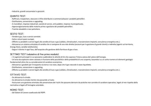 Risposte ai test del corso eni learning | PDF | Power and Energy ...