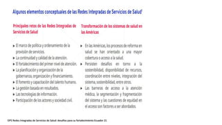 OPS Redes Integradas de Servicios de Salud: desafíos para su fortalecimiento Ecuador 21
 