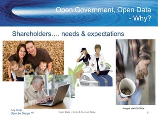 Gov 2.0 “is the use of technology – especially the collaborative technologies at the heart of Web 2.0 – to better solve the collective problems at a city, state, national and international level”Tim O’Reilly, “Open Government – Collaboration, Transparency and Participation in Practice”.  20104Open Data – Intro & Current State