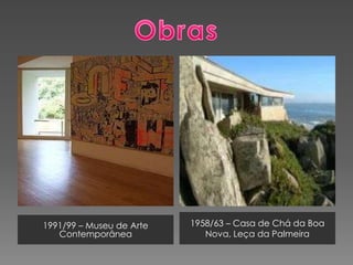 Alberto RosaÁlvaro Joaquim de Melo Siza Vieira, nasceu a 25 de Junho de 1933. É um arquitecto contemporâneo Português.Actualmente tem 77 anos.Álvaro Joaquim de Melo Siza Vieira