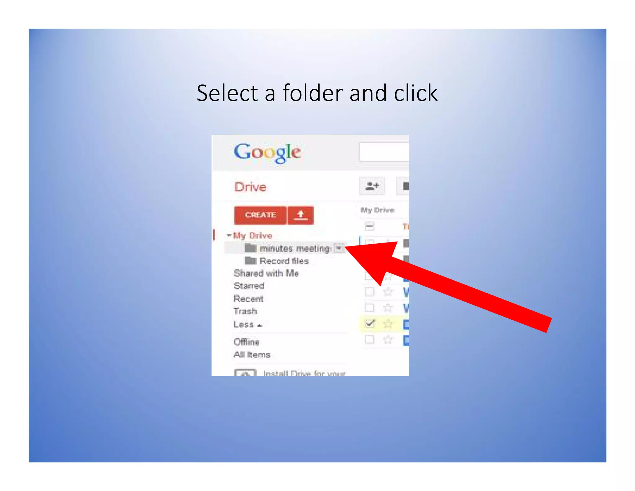 Select a folder and click
 