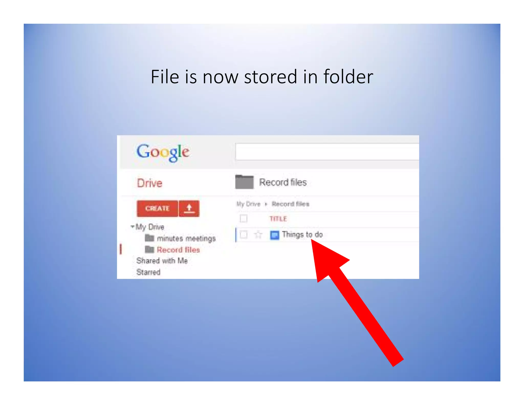 File is now stored in folder
 