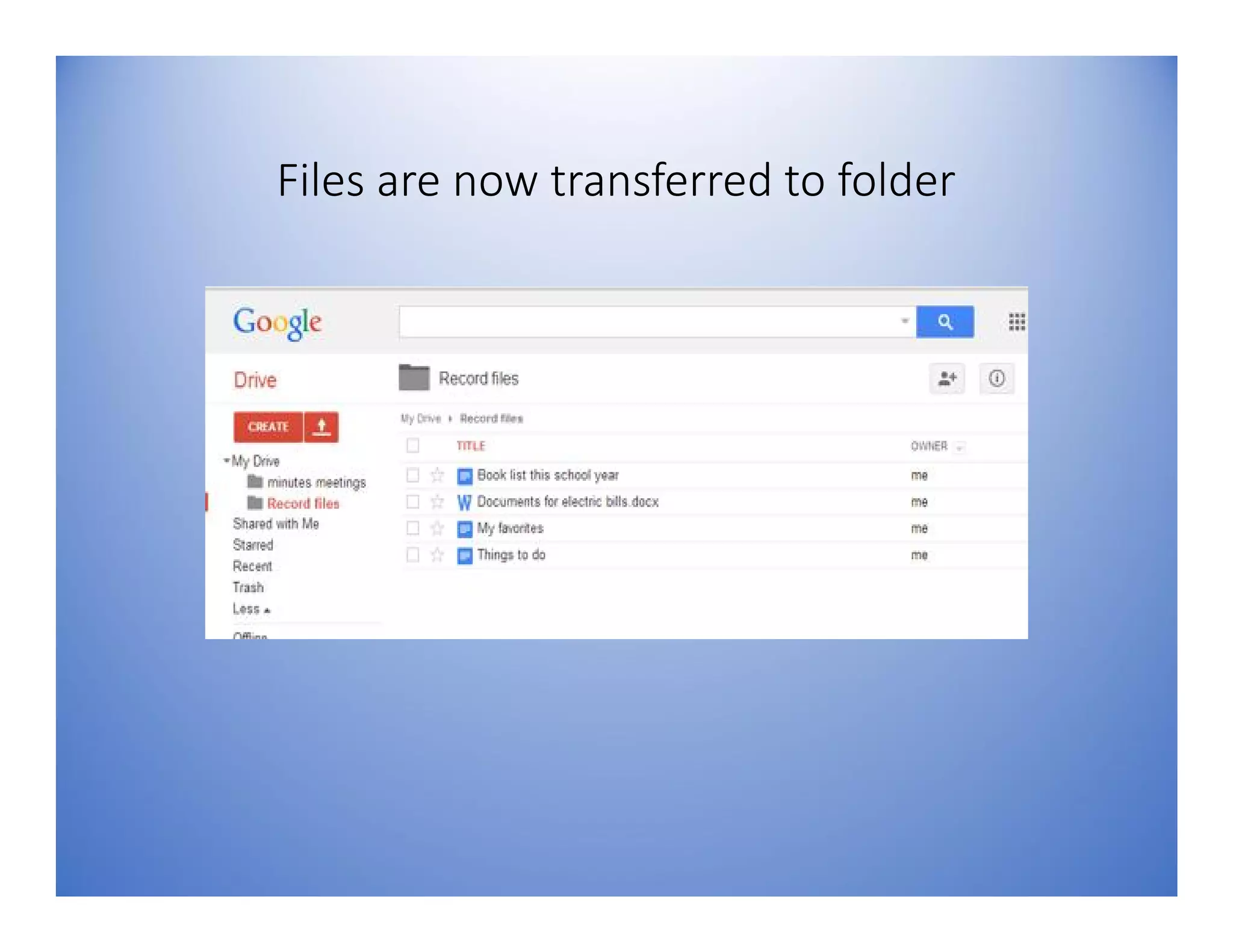Files are now transferred to folder
 